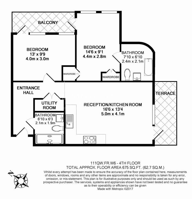 2  bedrooms flat to rent in Queens Wharf, Hammersmith, W6-Floorplan