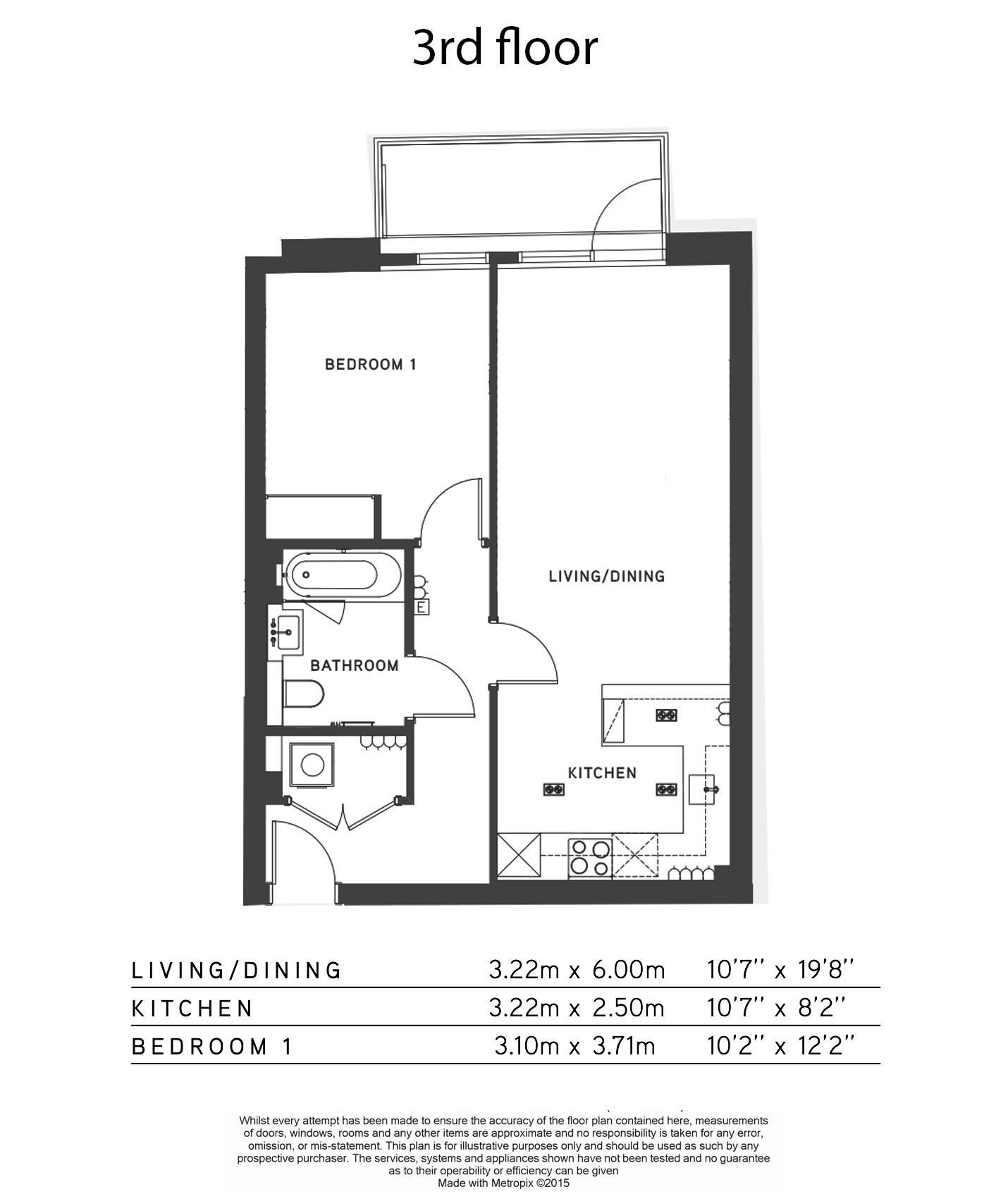 1  bedroom flat to rent in Sovereign Court, Hammersmith, W6-Floorplan