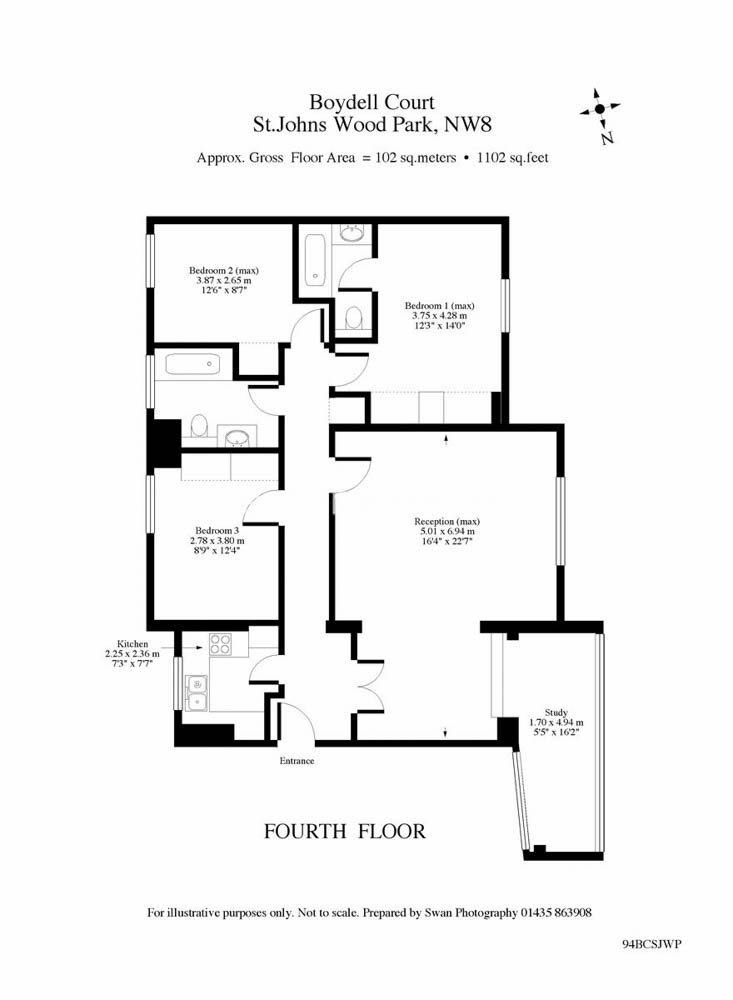 3  bedrooms flat to rent in Boydell Court, St John's Wood, NW8-Floorplan