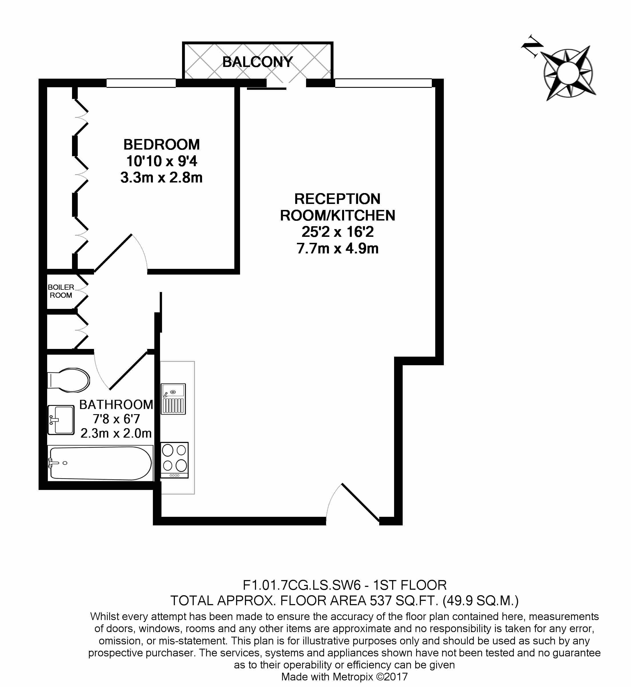 1  bedroom flat to rent in Columbia Gardens, Lillie Square, SW6-Floorplan
