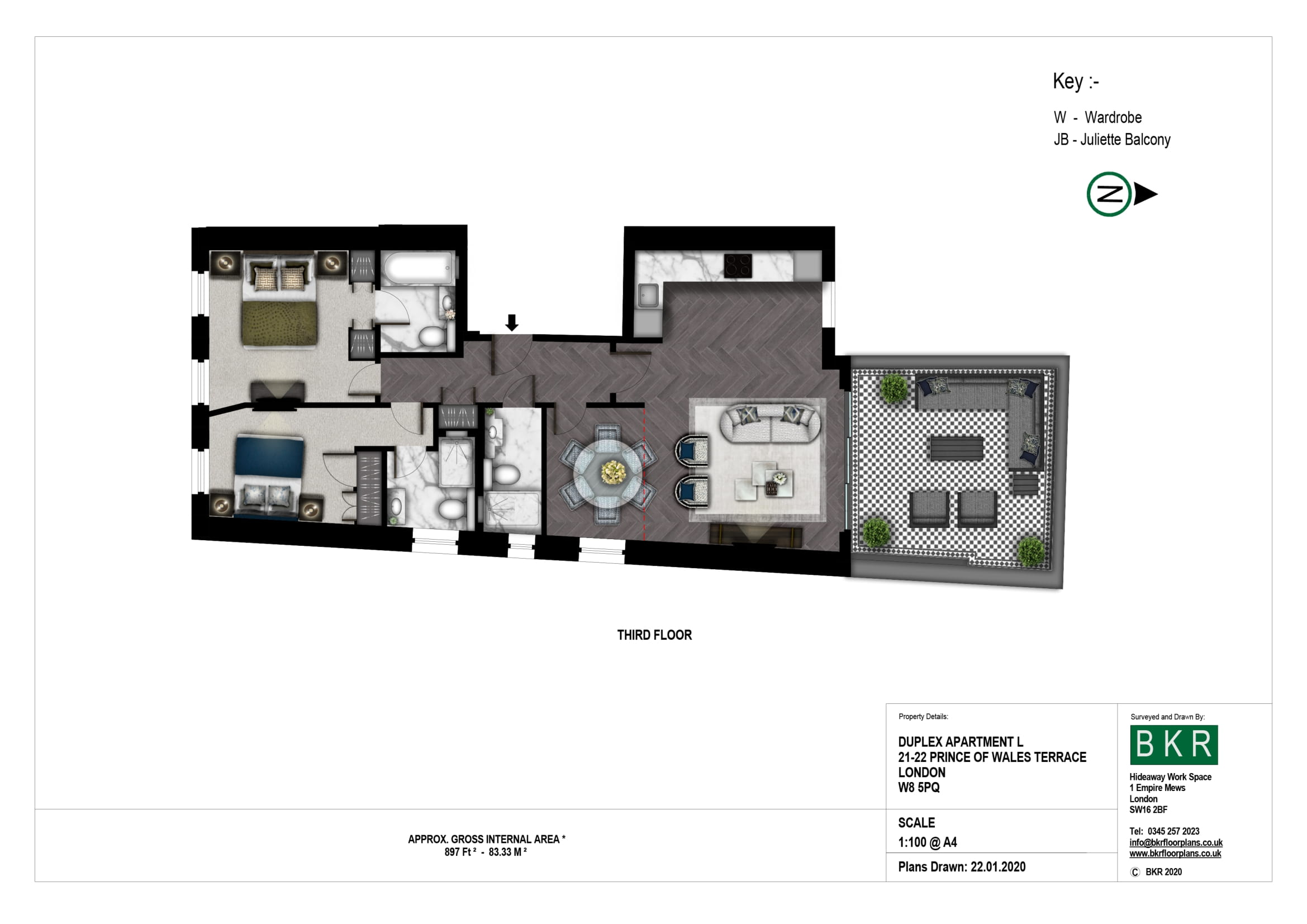 2  bedrooms flat to rent in Prince of Wales Terrace, Kensington, W8-Floorplan