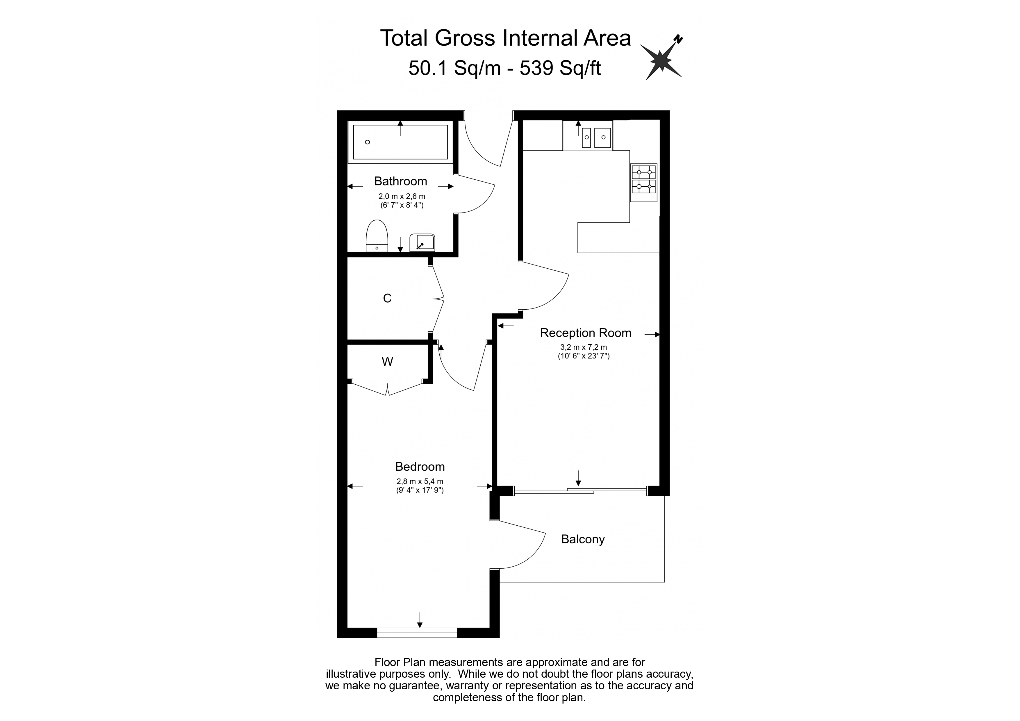1  bedroom flat to rent in Chelsea Creek, Park Street, SW6-Floorplan
